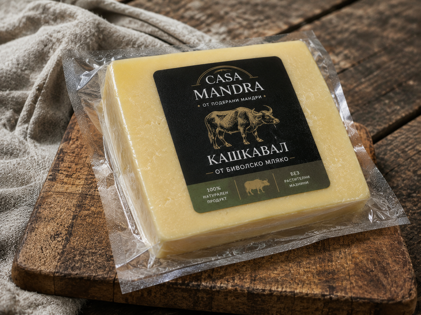 Домашен биволски кашкавал от подбрани семейни мандри | 400 г
